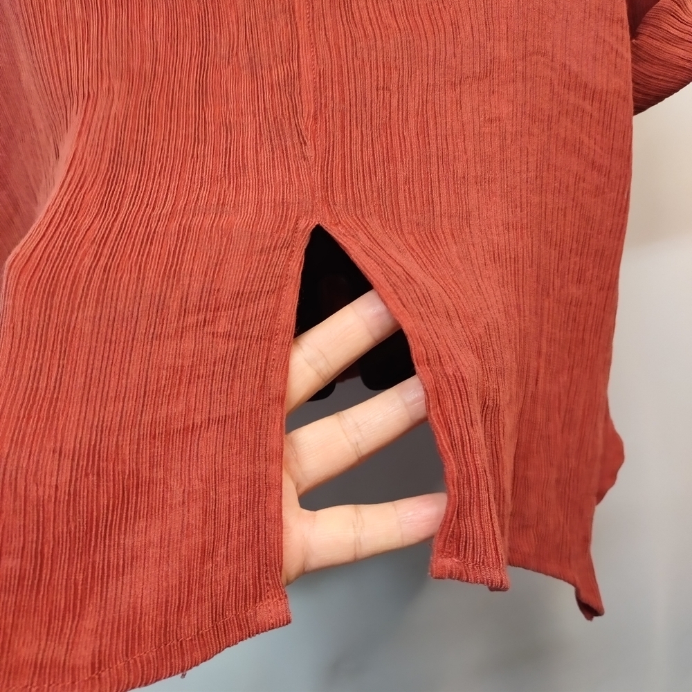 Women's Rust Button-Up Blouse - Picture 9 of 12